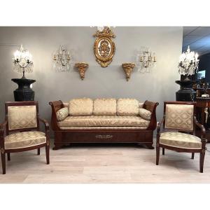 Rest Bed And Armchairs In Empire Style Mahogany Nineteenth Time