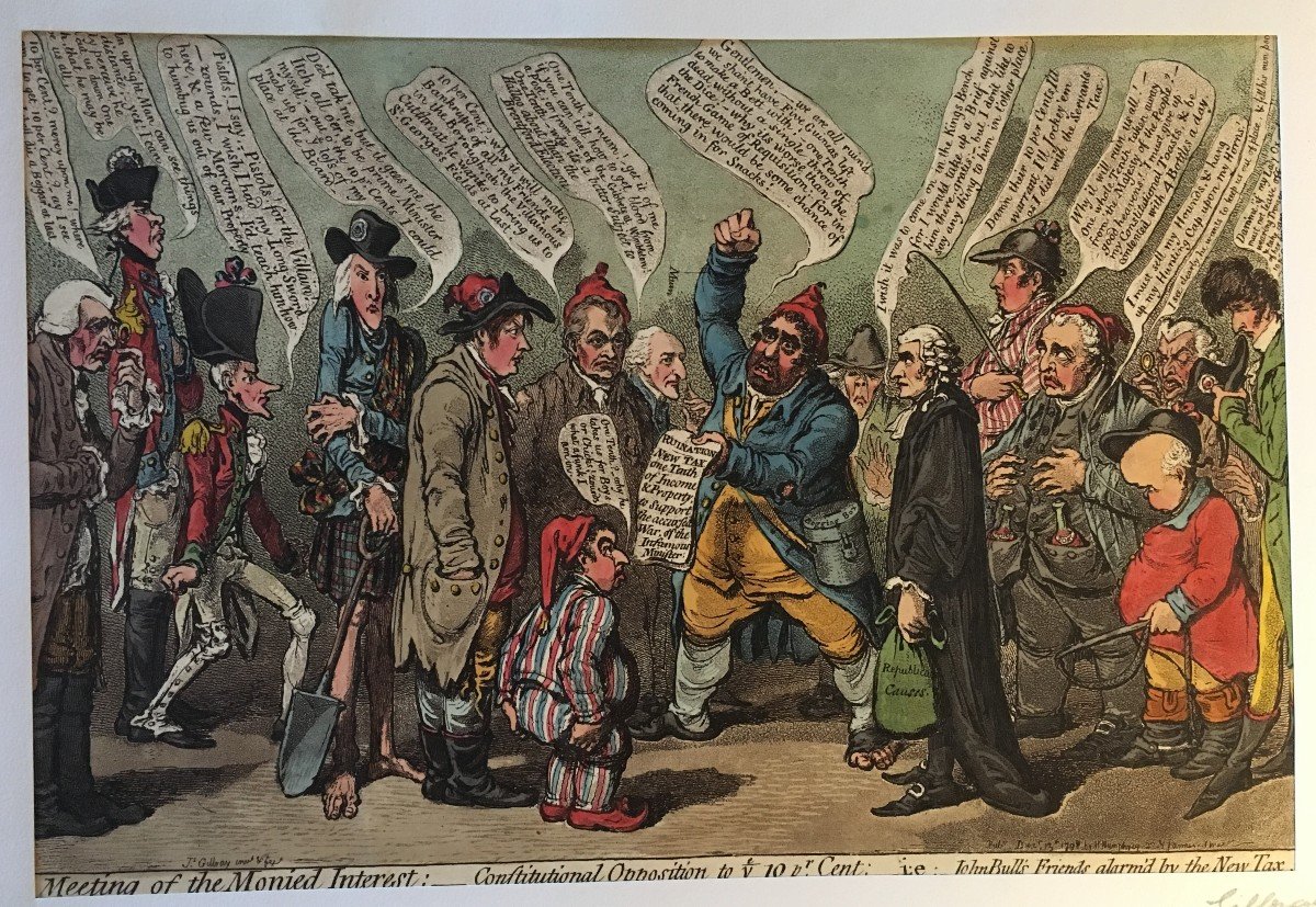 Enhanced Satirical Engraving "meeting Of Monied Interest: Constitutional ...." By James Gillray.