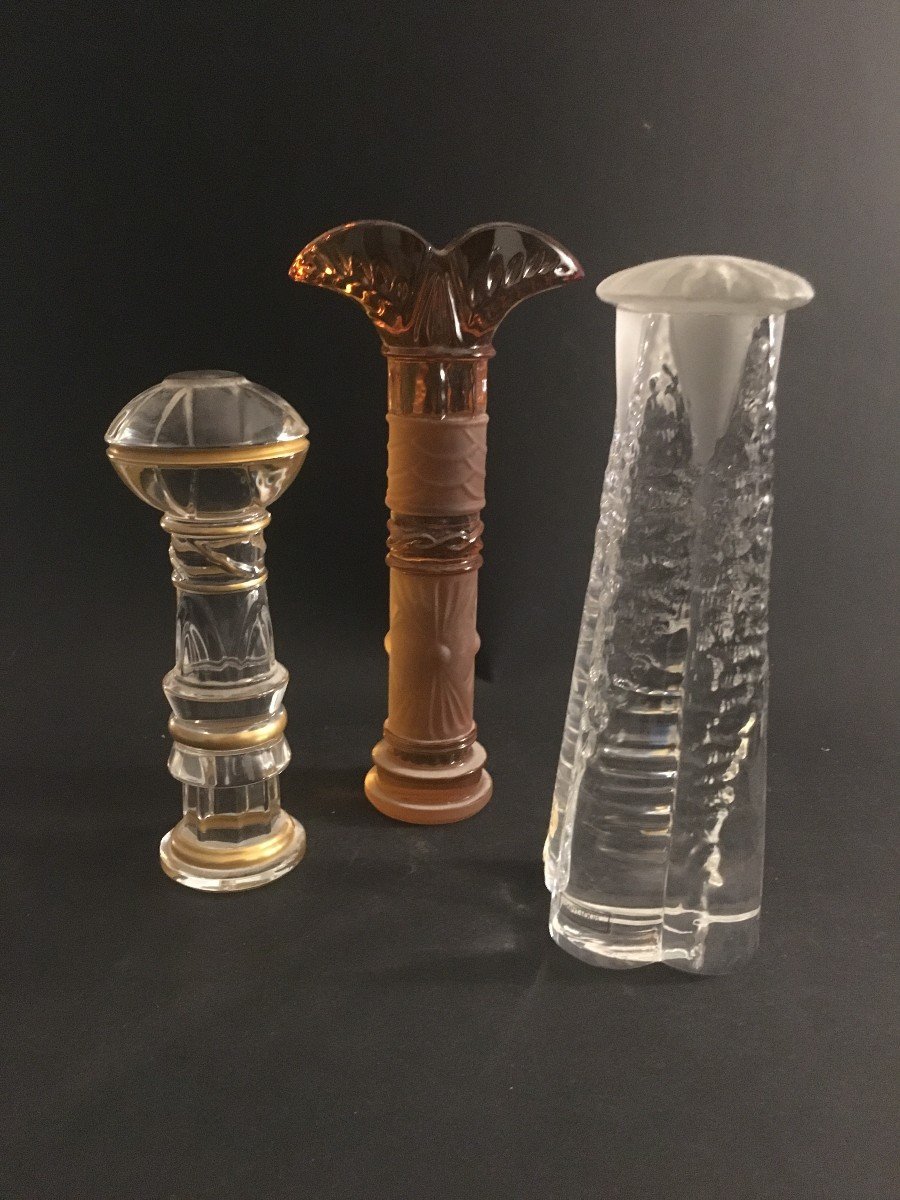 3 Totems Signed Saint Louis In Crystal