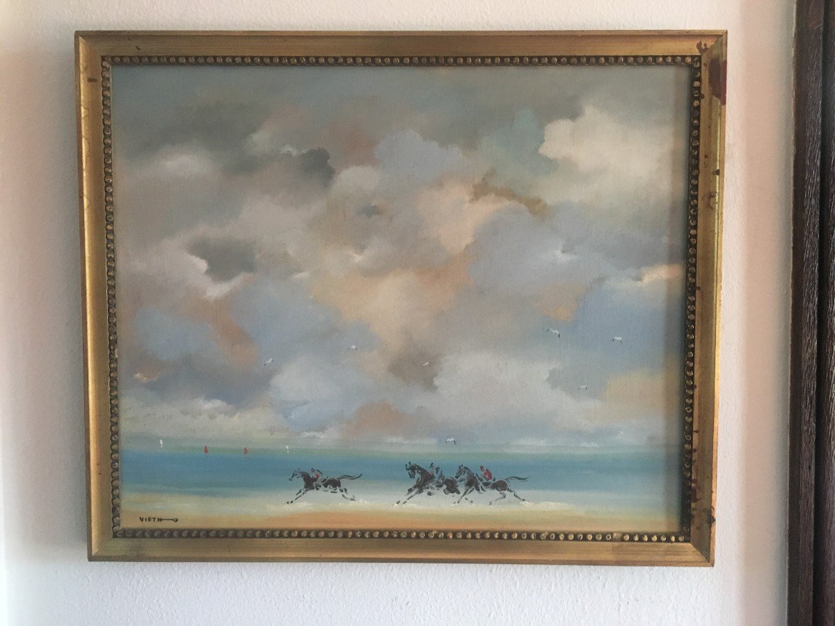 "deauville" Oil On Canvas Signed Vietho-photo-4