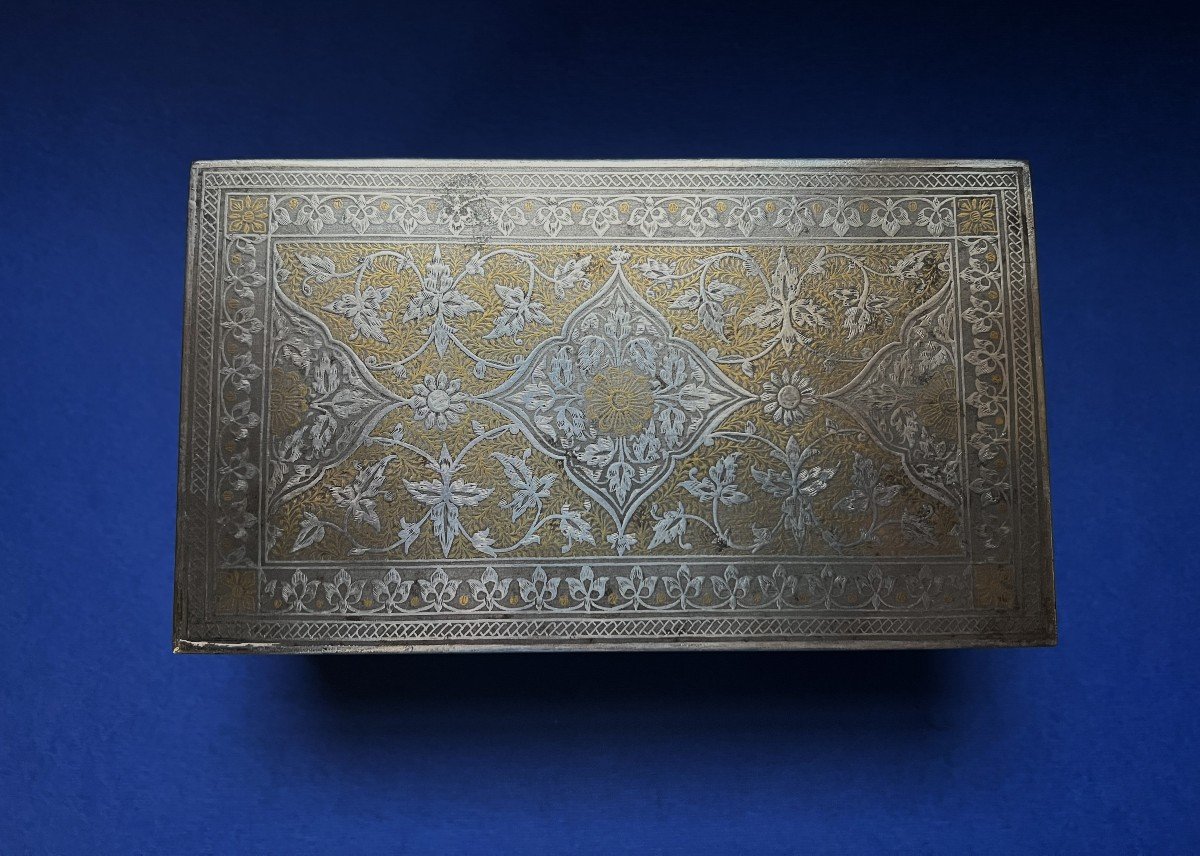 Large Damascene Box Persian  Work Early XXth Century-photo-2