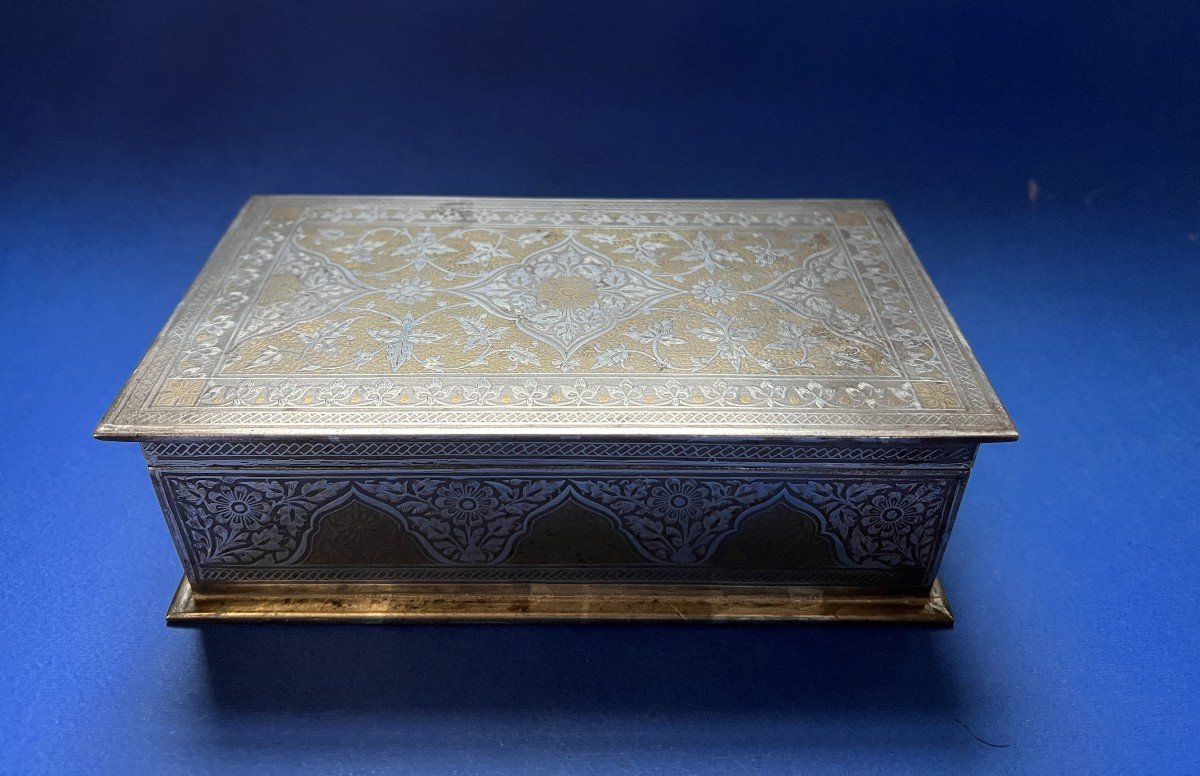 Large Damascene Box Persian  Work Early XXth Century-photo-3