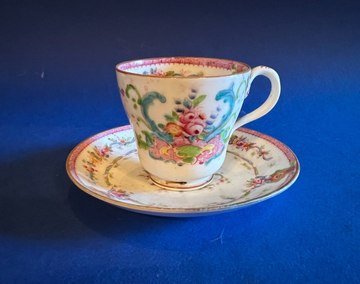 Set Of 2 Coffee Cups With Saucer Before 1820 And A Cup After 1820 Minton Porcelain-photo-3