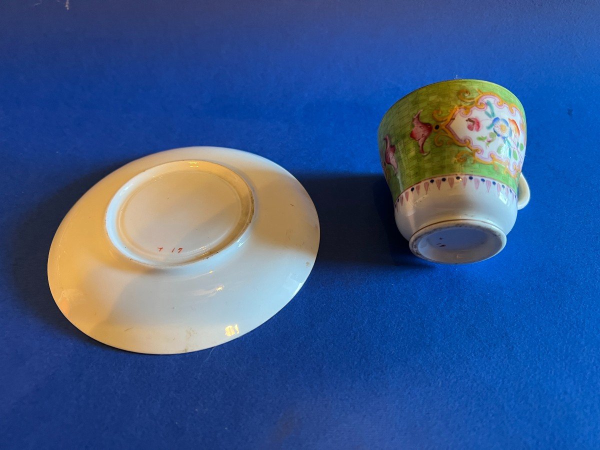 Ensemble De 2 Tasses à Café Avec Soucoupe Avant 1820 Et Une Tasse Aprés 1820  Porcelaine Minton-photo-4