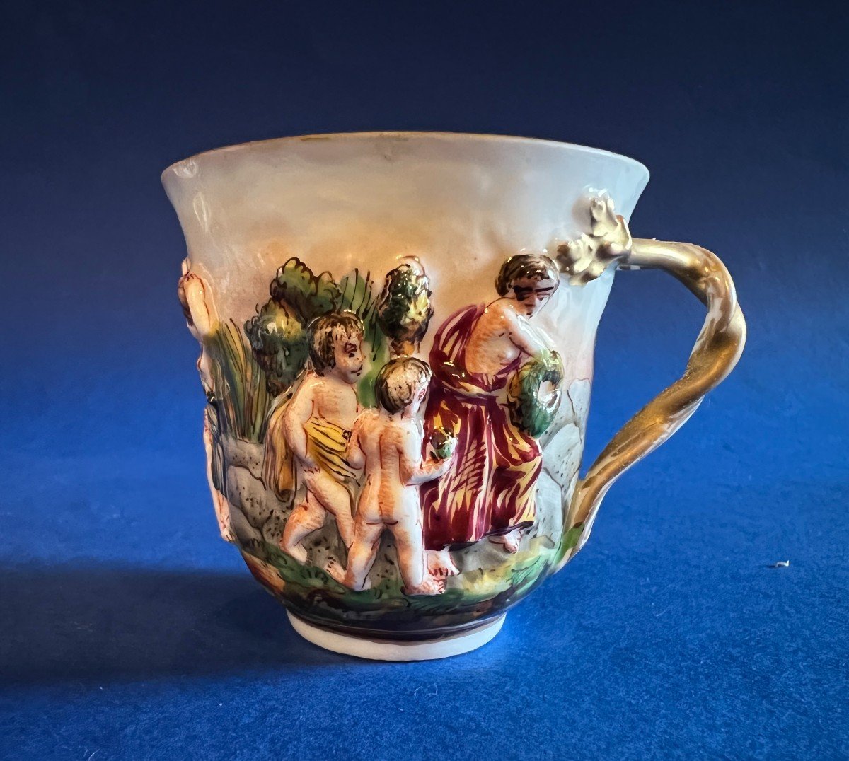 Coffee Cup And Saucer With Marked Capodimente Coat Of Arms, Late XVIII-photo-3