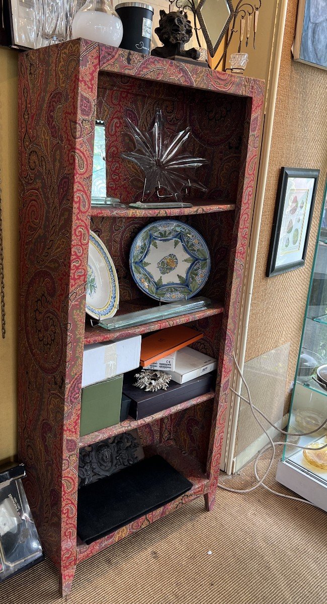 Pair Of Fabric-covered Shelves Decorated With Botehs By Pierre Frey.-photo-2
