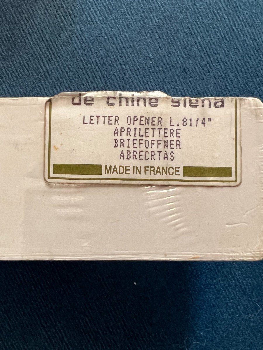 Coupe papier Christofle modèle Talisman laque de couleur sienne  dans sa boite d'origine.-photo-3
