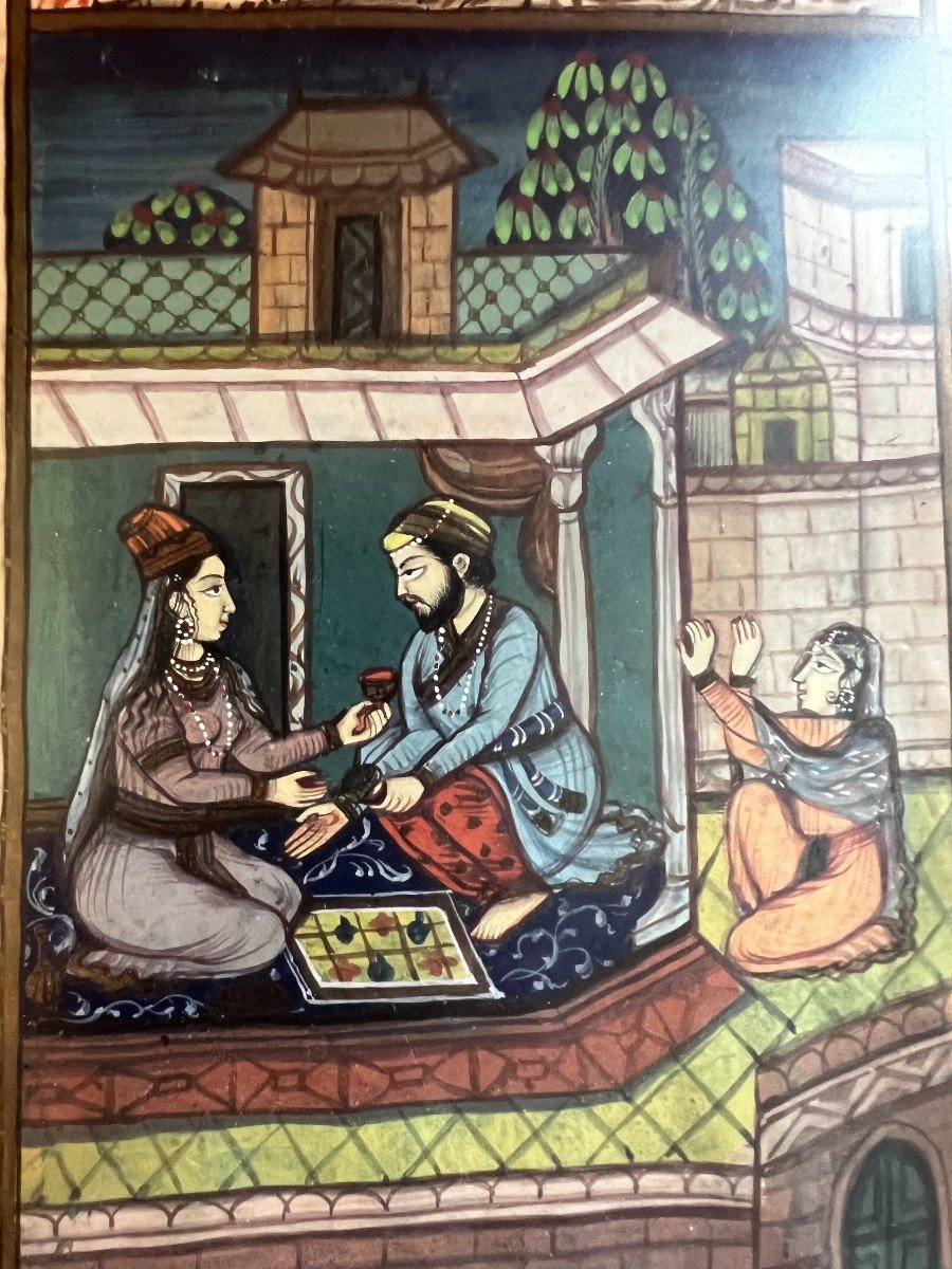 Mongolian Miniature "harem Scenes 4" 19th Century.