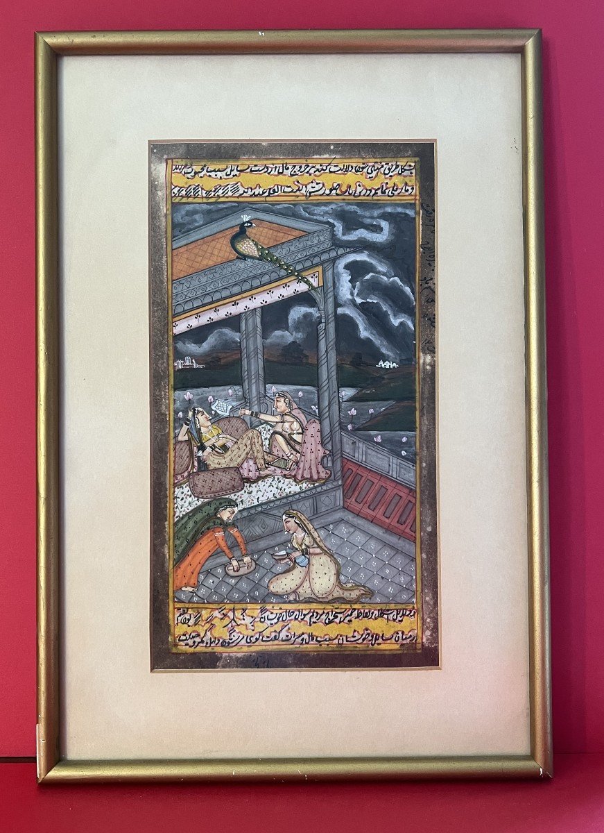 Mongolian Miniature "harem Scene 5" 19th Century.-photo-2