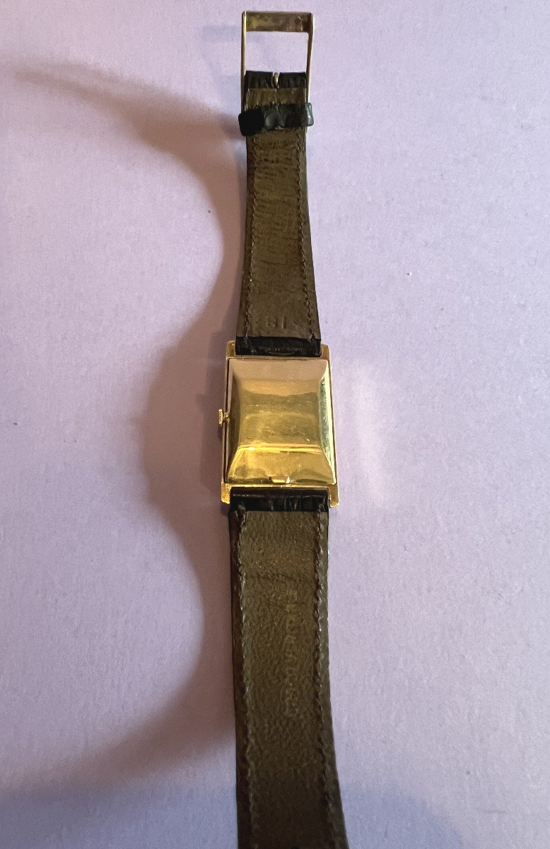 Ebel Extra Flat Watch In Gold, Rectangular Dial 1960-photo-2