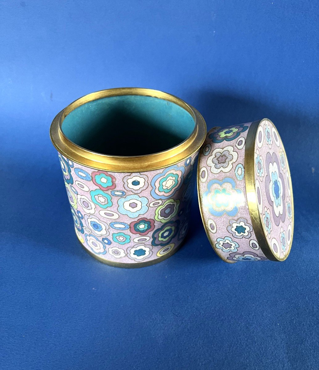 Boite à Thé Cylindrique En Cloisonné, De Fabienne Jouvin-photo-3