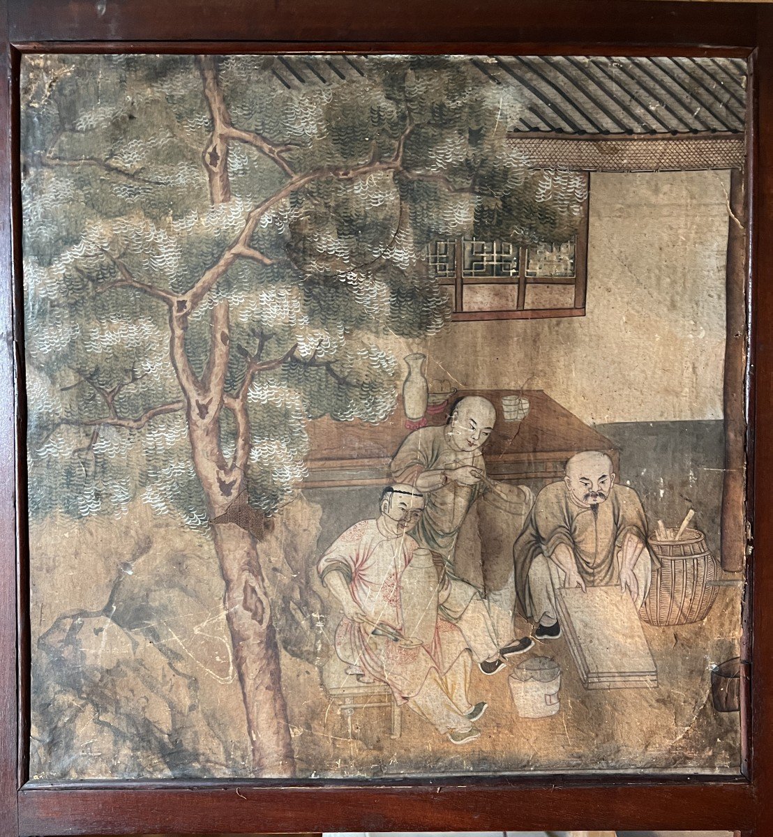 2-panel Fireplace Screen - Ireland 18th Century Mahogany And Mounted Engravings.-photo-4