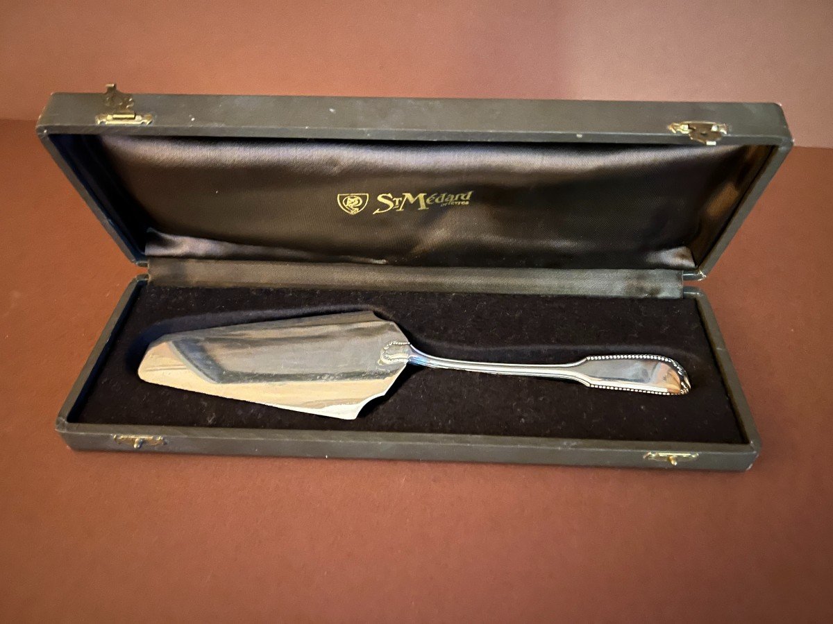 Silver Plated Metal Pie Server Signed Saint Medard In Its Original Box