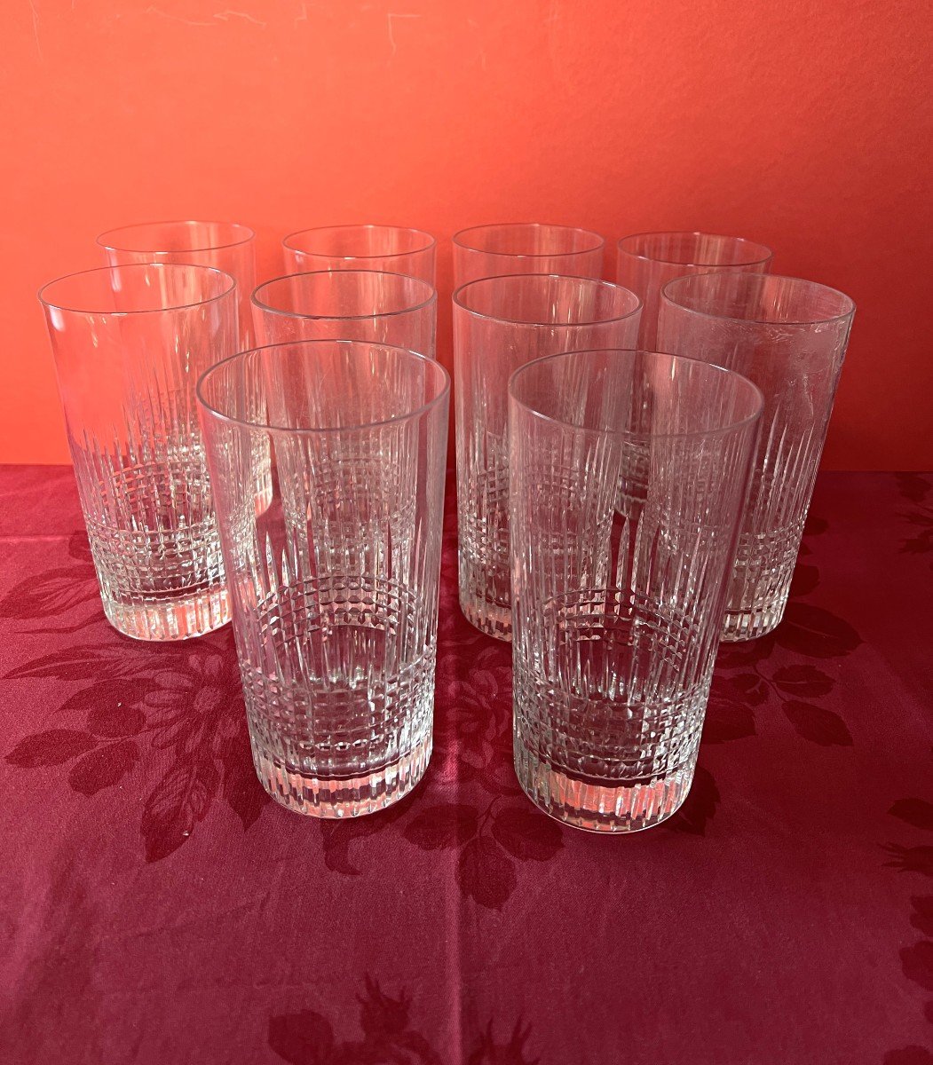 10 Verres à cocktails (chopes) Baccarat modéle Nancy + Seau à glaçons(+1verre à Liqueur Offert)-photo-2