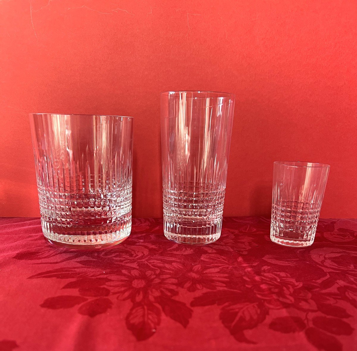 10 Verres à cocktails (chopes) Baccarat modéle Nancy + Seau à glaçons(+1verre à Liqueur Offert)