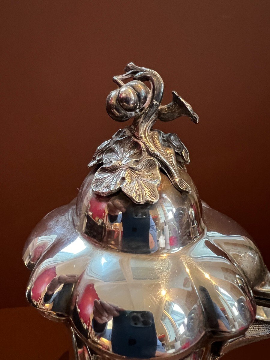 Silver Plated Melon Slice Style Teapot And Coffee Pot, American Silversmith Reed & Barton-photo-2