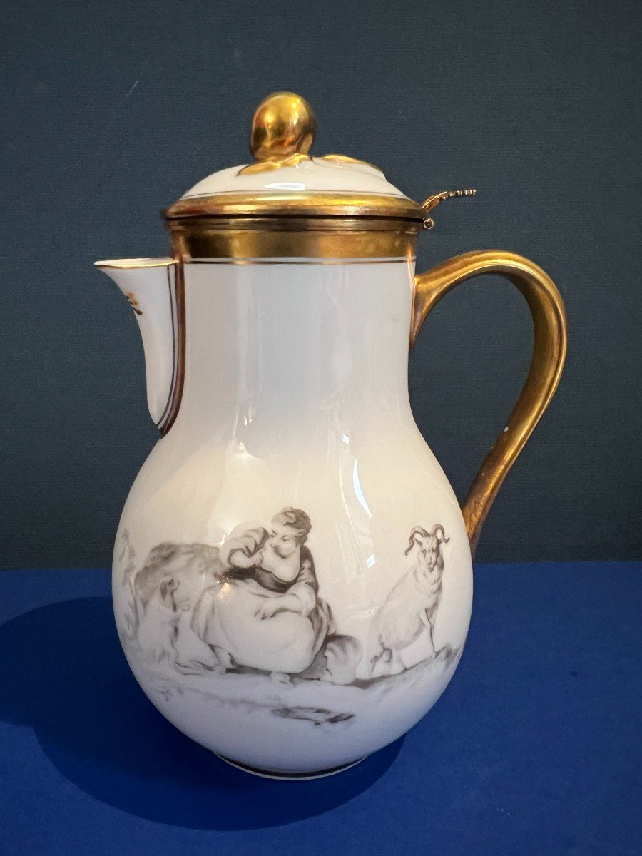 Service à café égoiste 6 piéces porcelaine - "Pastorales en Grisaille"  Maison  Bernardaud-photo-4