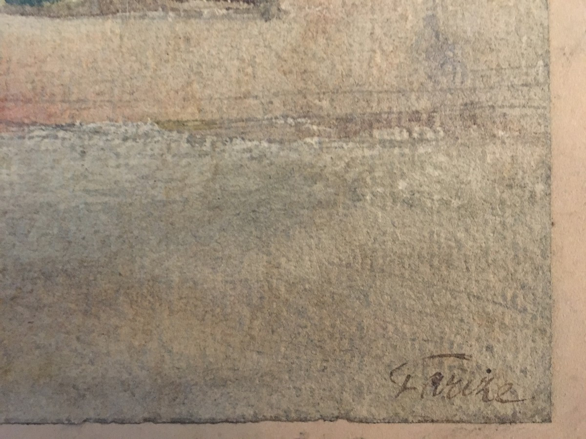 Watercolor On Paper Entitled "souk Of The Shoemakers In Tunis" Signed Friesz.-photo-3