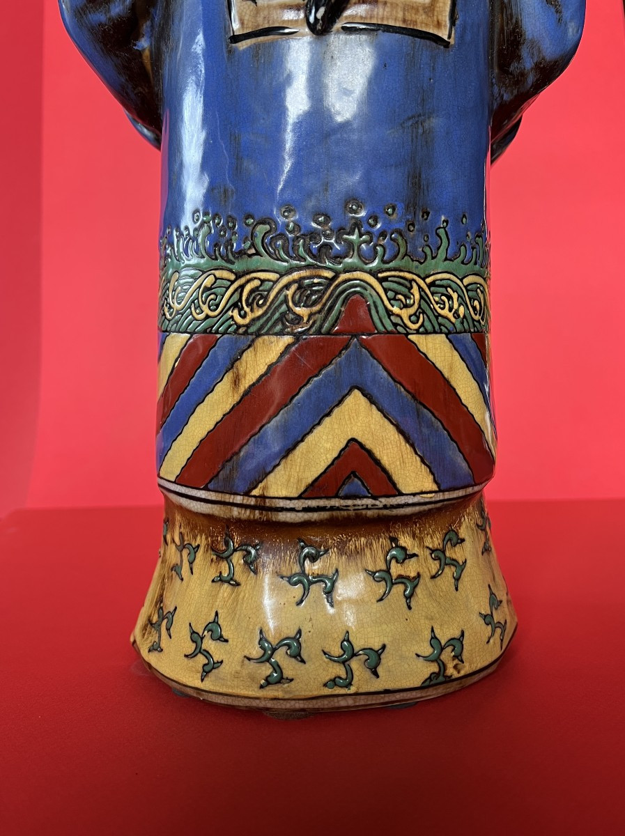 Grande statut Chinoise porcelaine polychrome.-photo-1