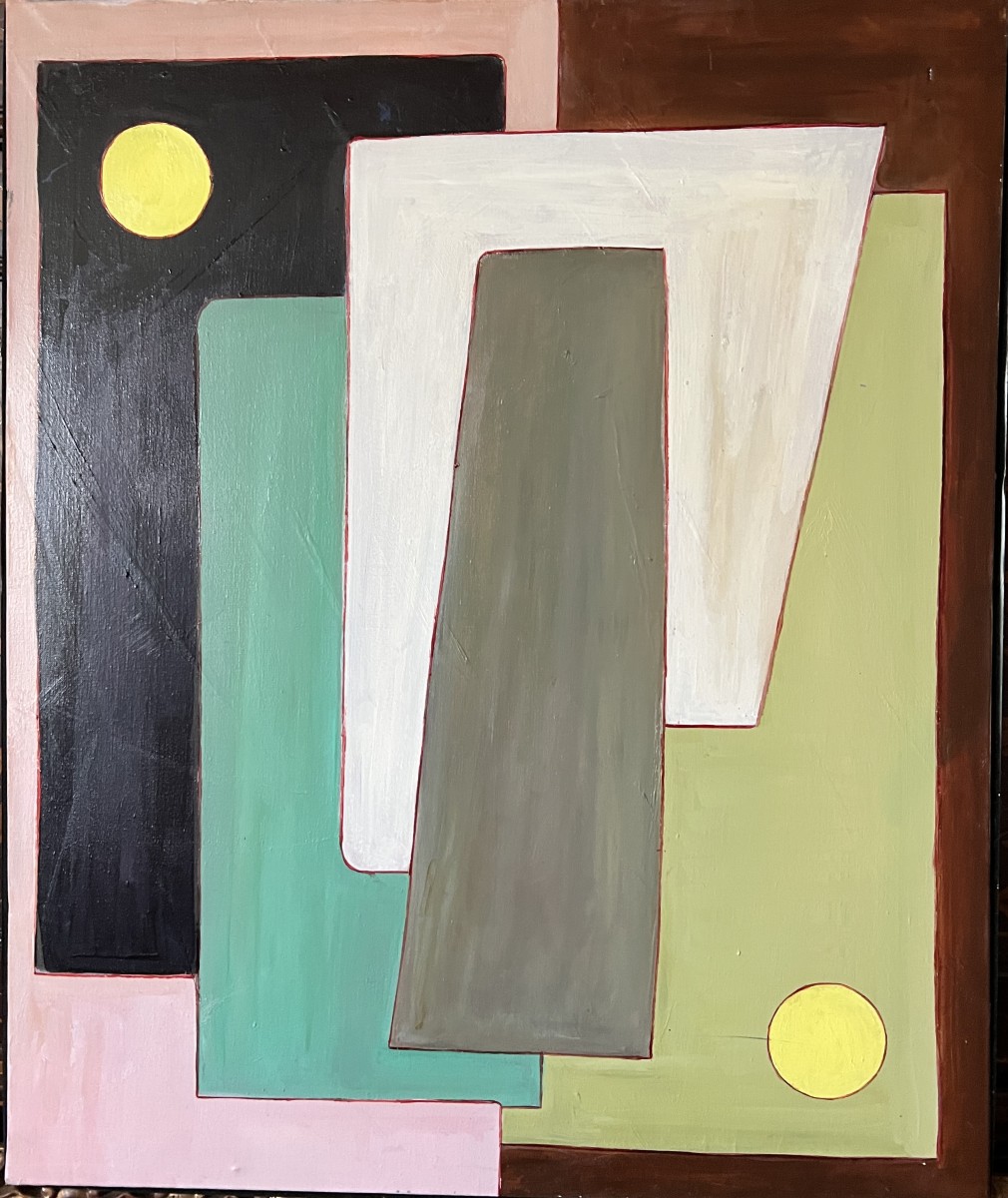 Abstract Oil On Canvas, Signed Raymond Vega, 20th Century 