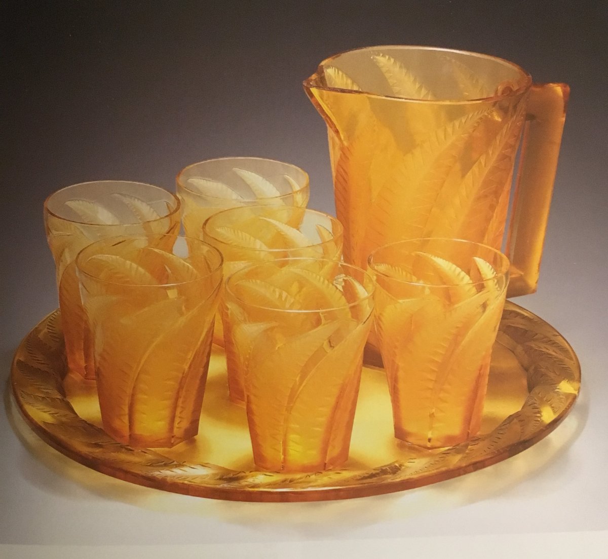Service To Orangeade René Lalique Model Hesperides Yellow In The Mass.-photo-2