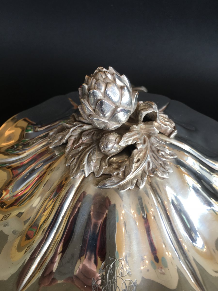  Sterling Silver Vegetable Dish By The Orfevre Bachelet (1851-1867)-photo-1