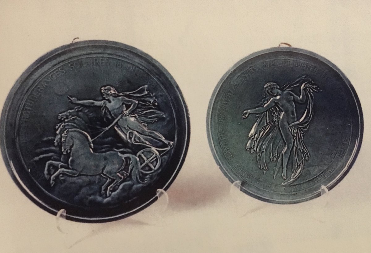 ASTRONOMIE 2 Plaques  en faience émaillée bleue par Alphée Dubois 1868