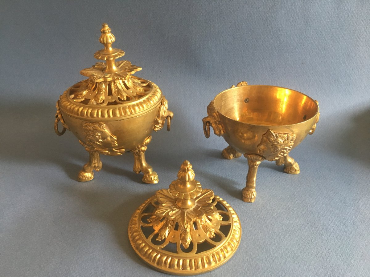 Incense Burners - Ormoulu Bronze - Napoleon III Period-photo-2