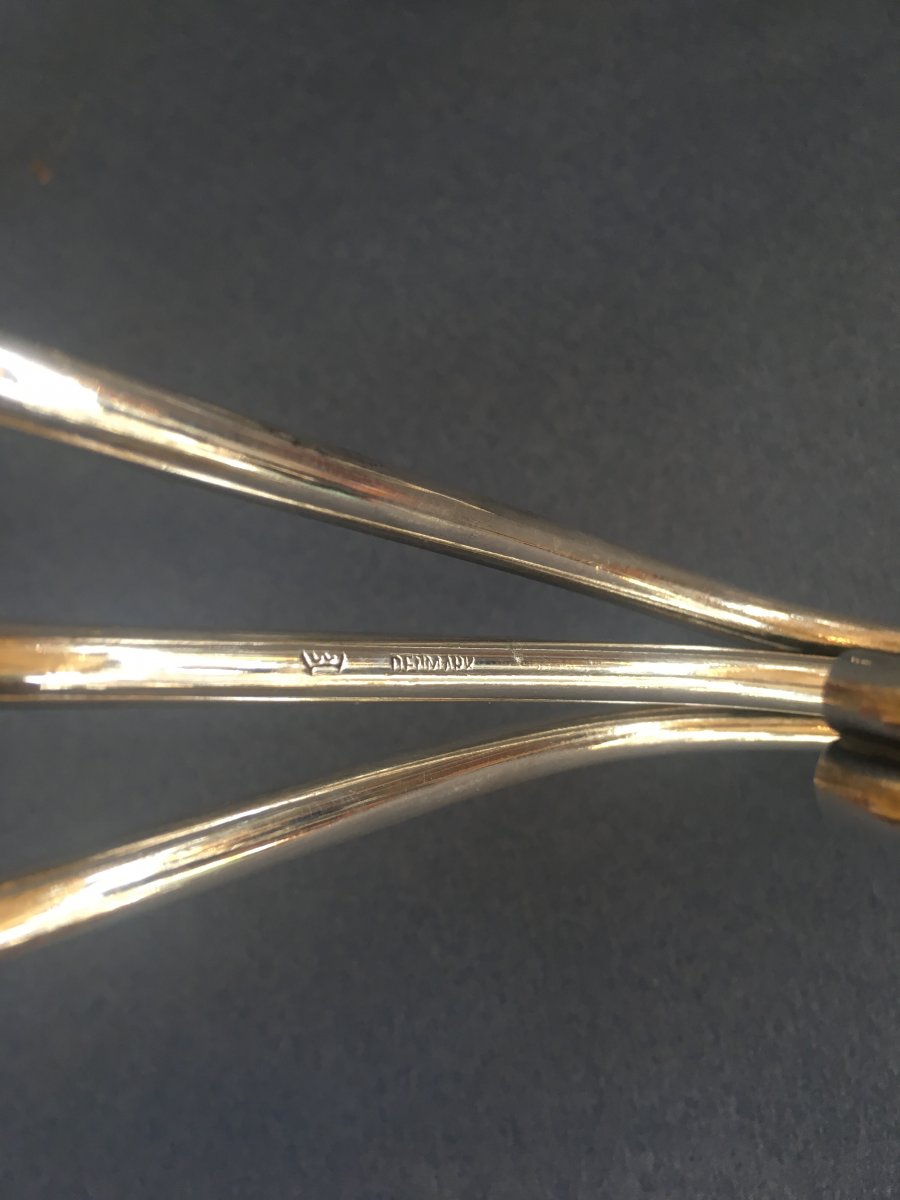 Pair Of Candlesticks 3 Branches Denmark Circa 1945-photo-1