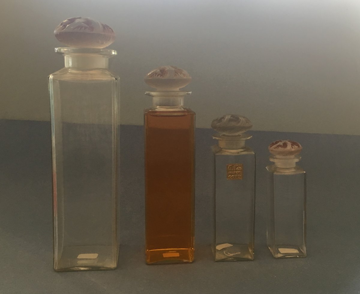 René Lalique 4 Flacons "Lilas Pourpre" pour le parfumeur Coty