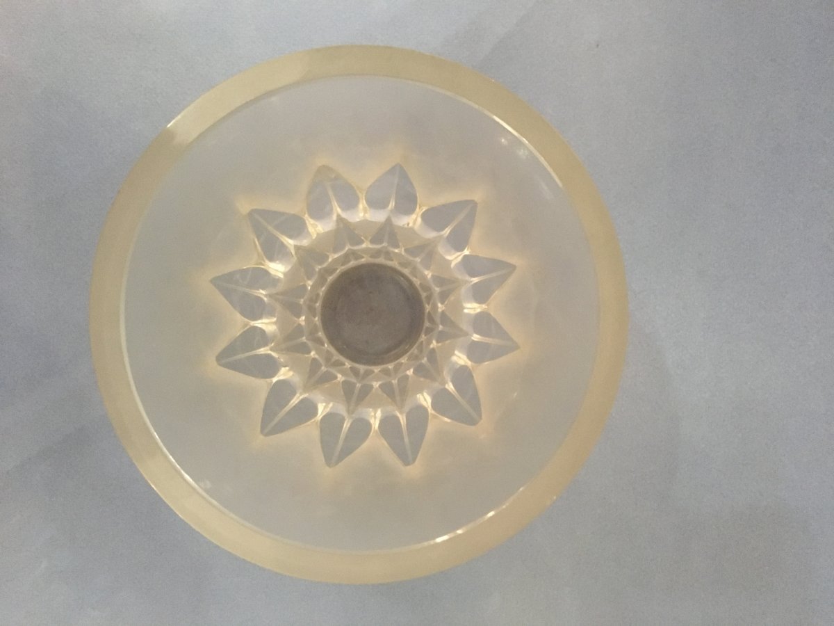 Lalique  Vase Modéle Feuilles Verre Pressé Moulé-photo-2