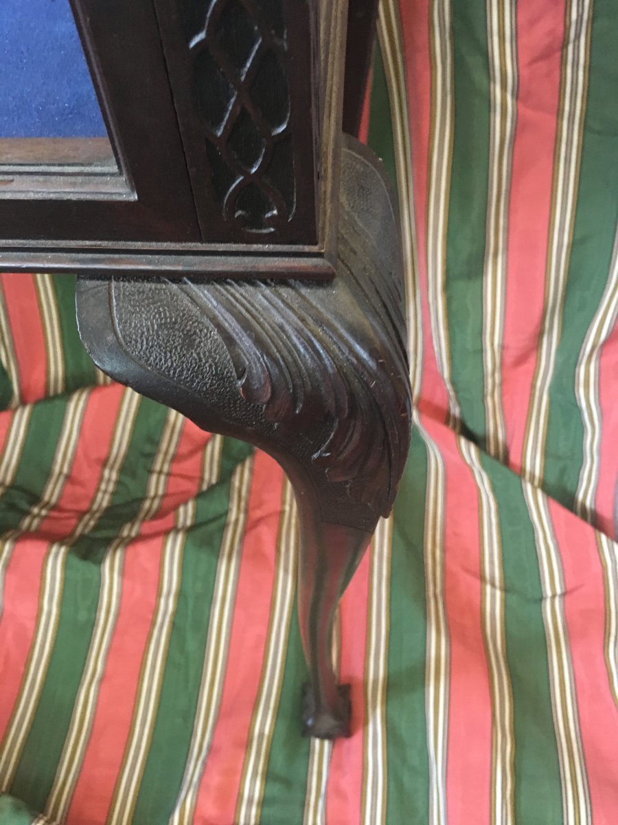 English Plate Showcase In Dark Mahogany Victorian Era-photo-1