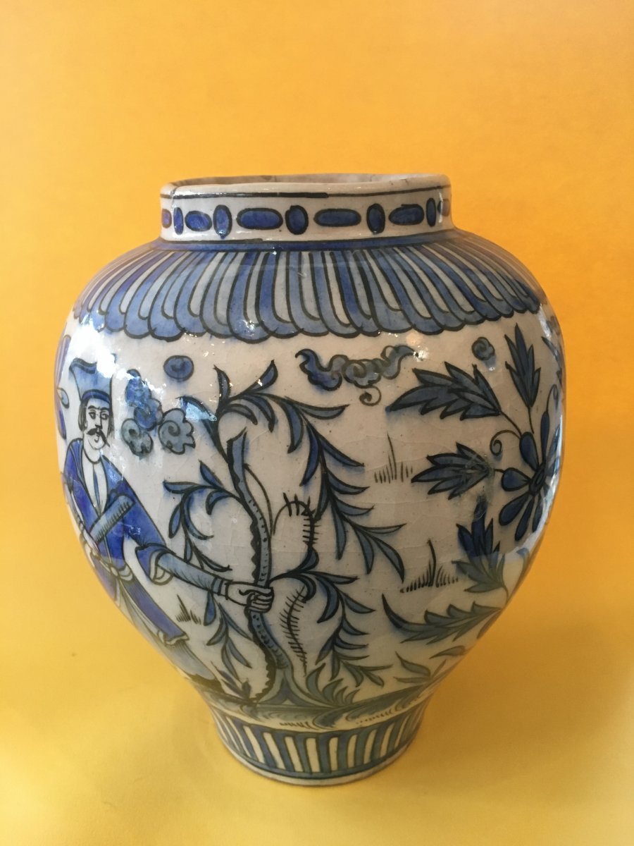 Qadjar Ceramic Vase Dated At The Base-photo-2