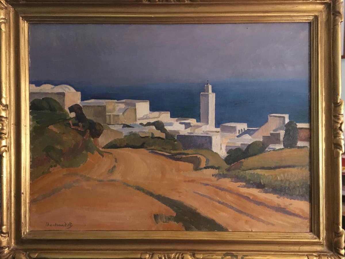 Bertrand PY "Vue de Sidi Bou Said" Huile sur Toile-photo-2