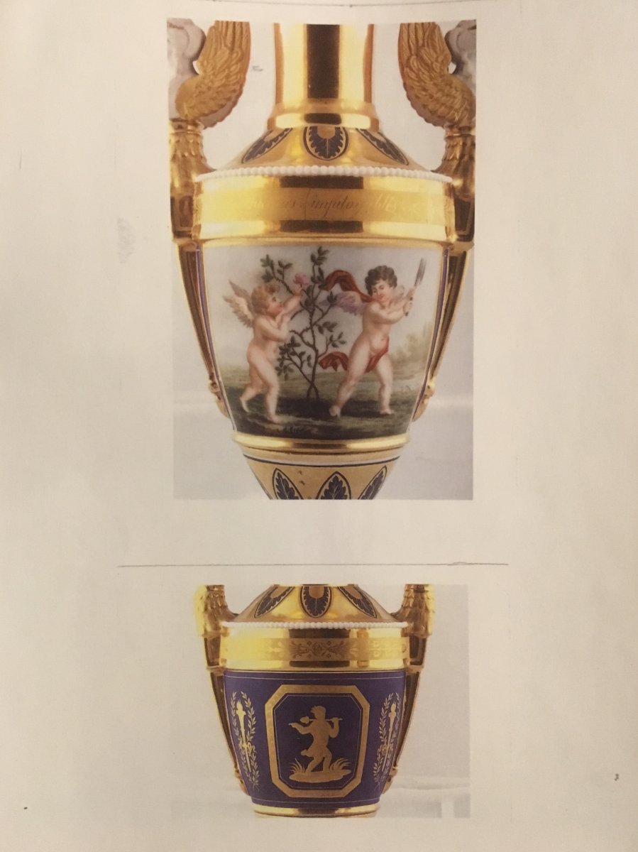 A Pair Of Paris Porcelain Empire Vases Baluster Shape-photo-2