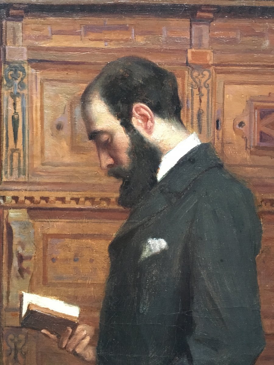 Paul Seguin-bertault Tableau Intimiste Homme Lisant Dans Un Interieur 1901-photo-2