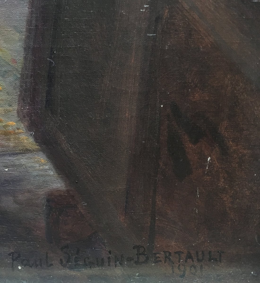 Paul Seguin-bertault Tableau Intimiste Homme Lisant Dans Un Interieur 1901-photo-3