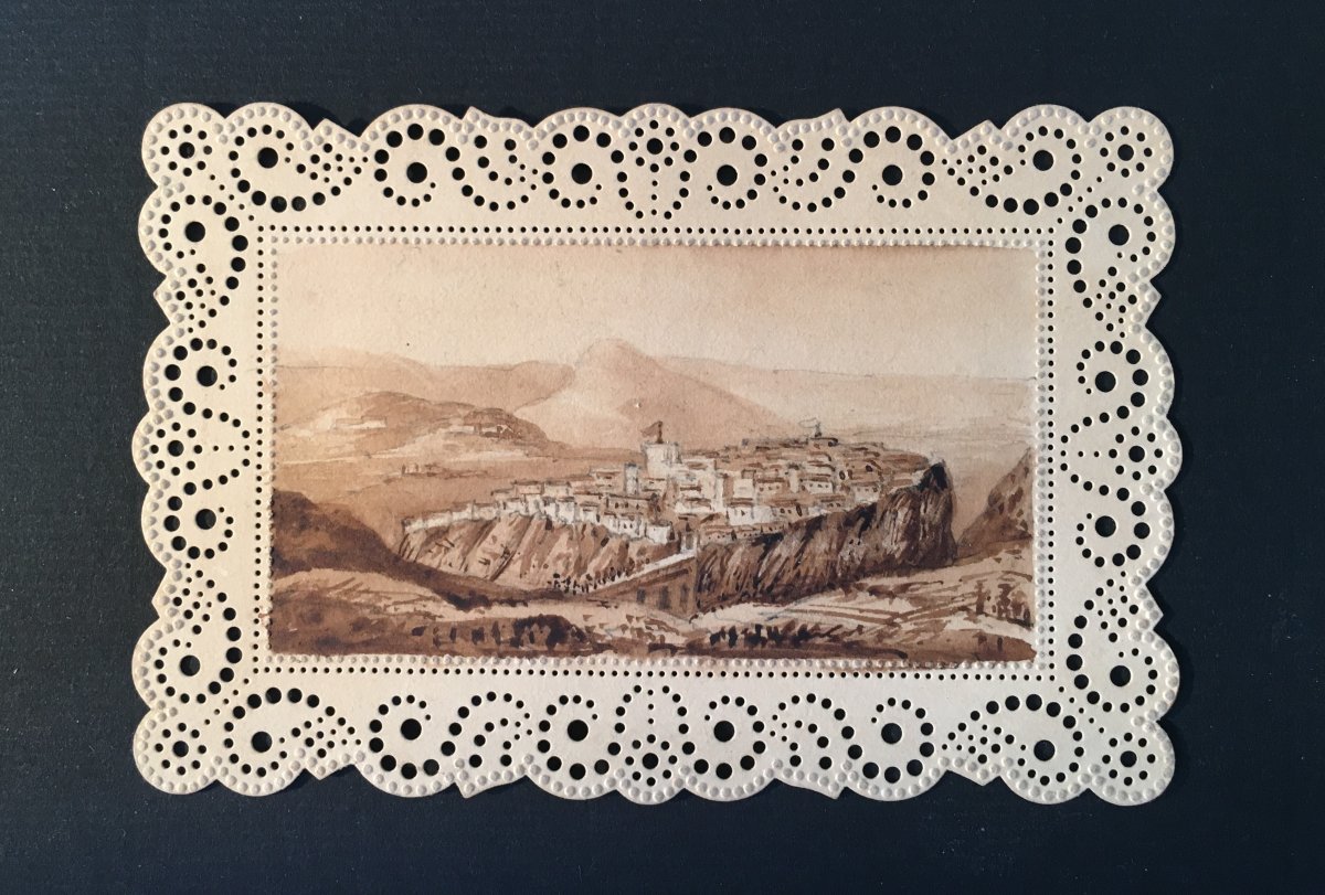Miniature "vue de Constantine-Algérie" attribué au Duc de Nemours.