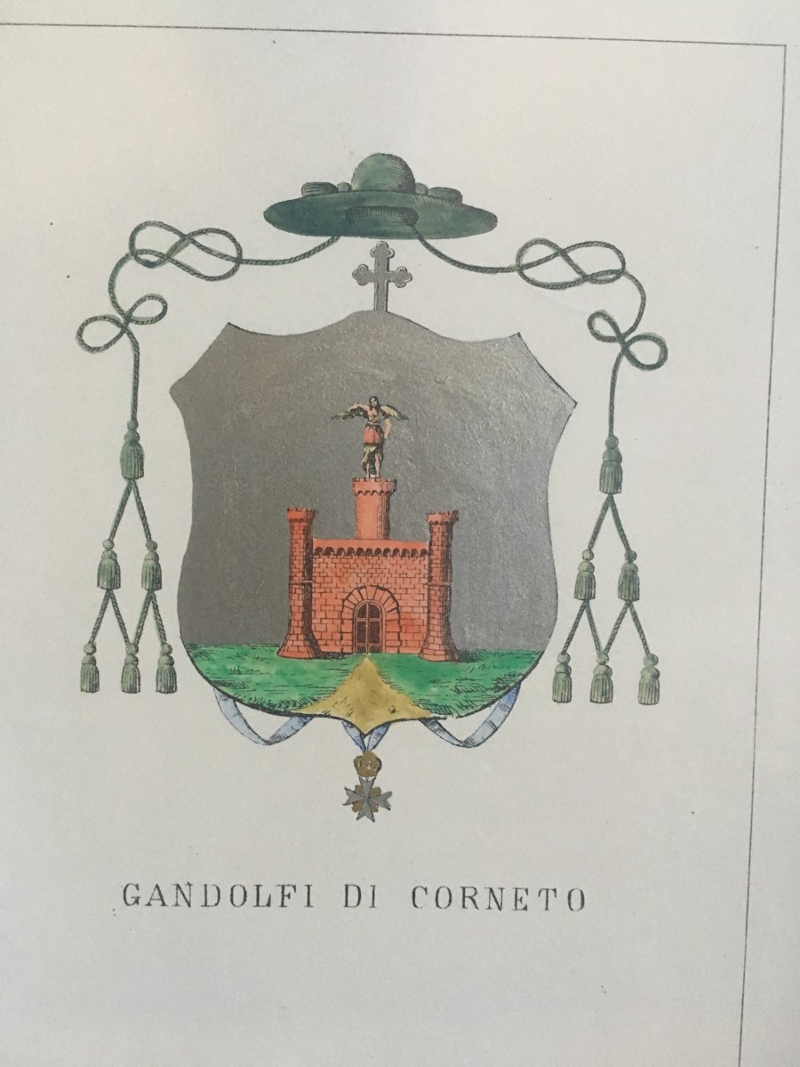 Serie Of 5 Lithographs Enhanced With Watercolor Coat Of Arms Of Neapolitan And Sicilian Family-photo-5