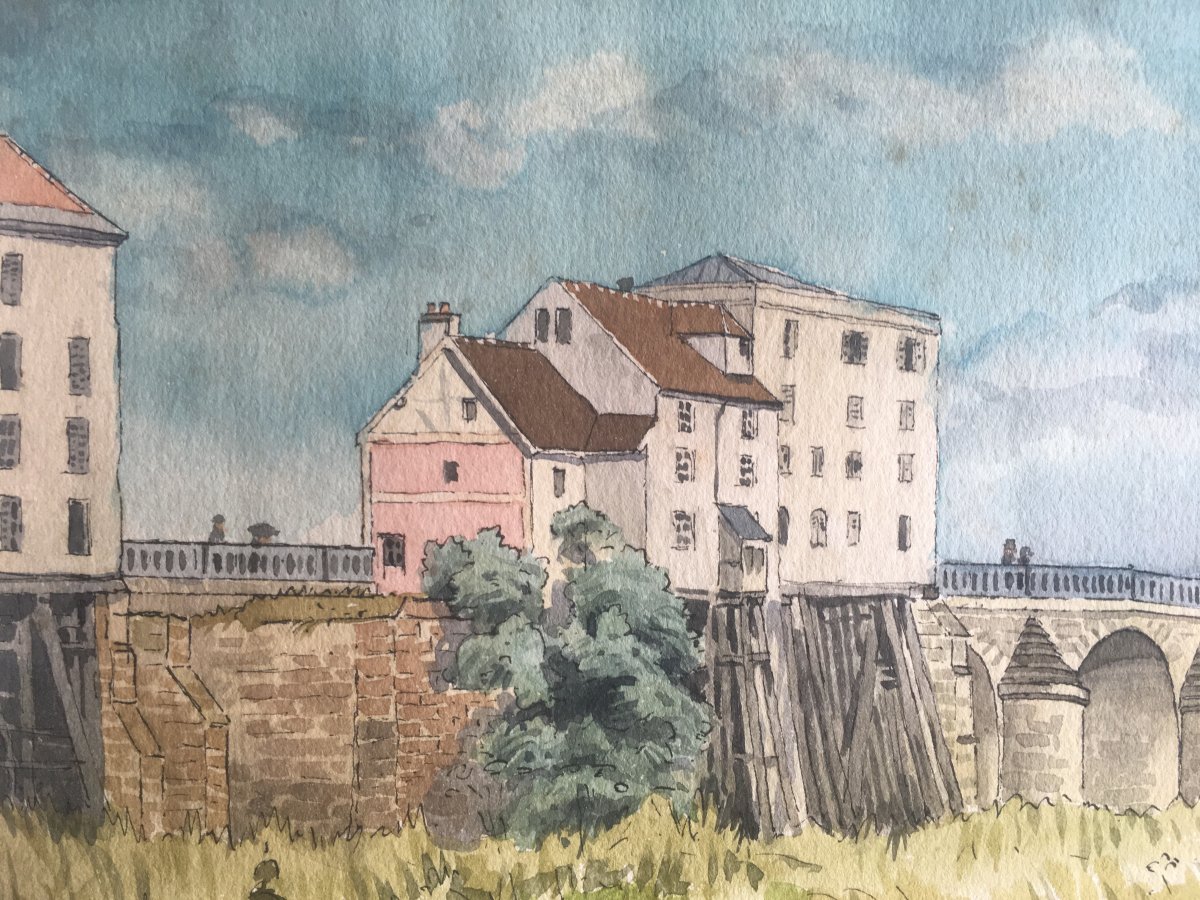 Charles Goguin  Aquarelle Sur Papier Dessin -photo-2