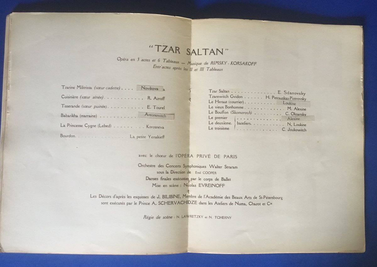 Programme de "TZAR SALTAN" par l'Opera Privée de Paris 1929-photo-4