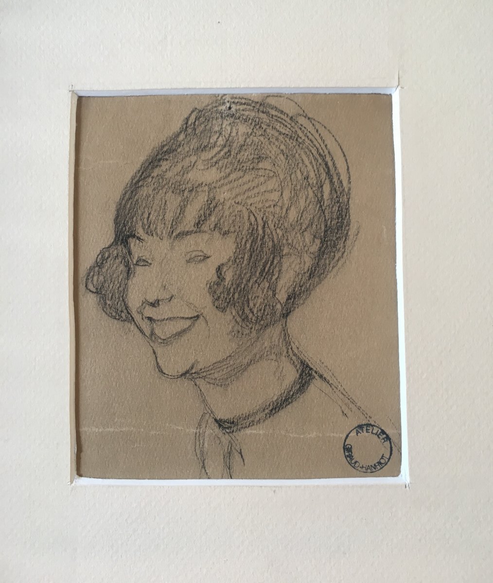 Dessin de Jean- Gabriel Domergue : Portrait de l'artiste  Yvonne  Giraud-Hanriot  (1898-   )-photo-4