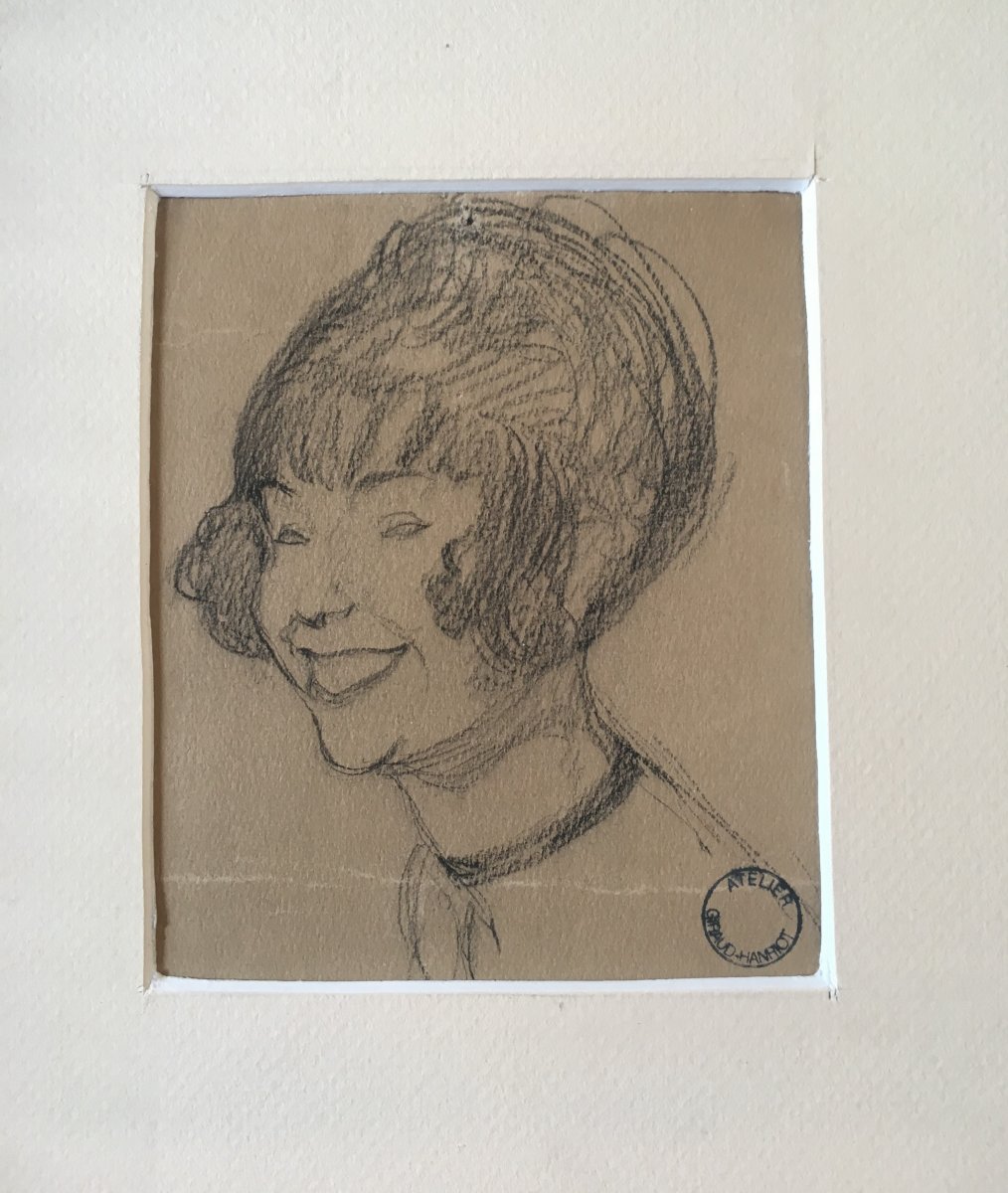 Drawing By Jean- Gabriel Domergue Portrait Of The Artist Yvonne  Giraud-hanriot (1898-    )-photo-4