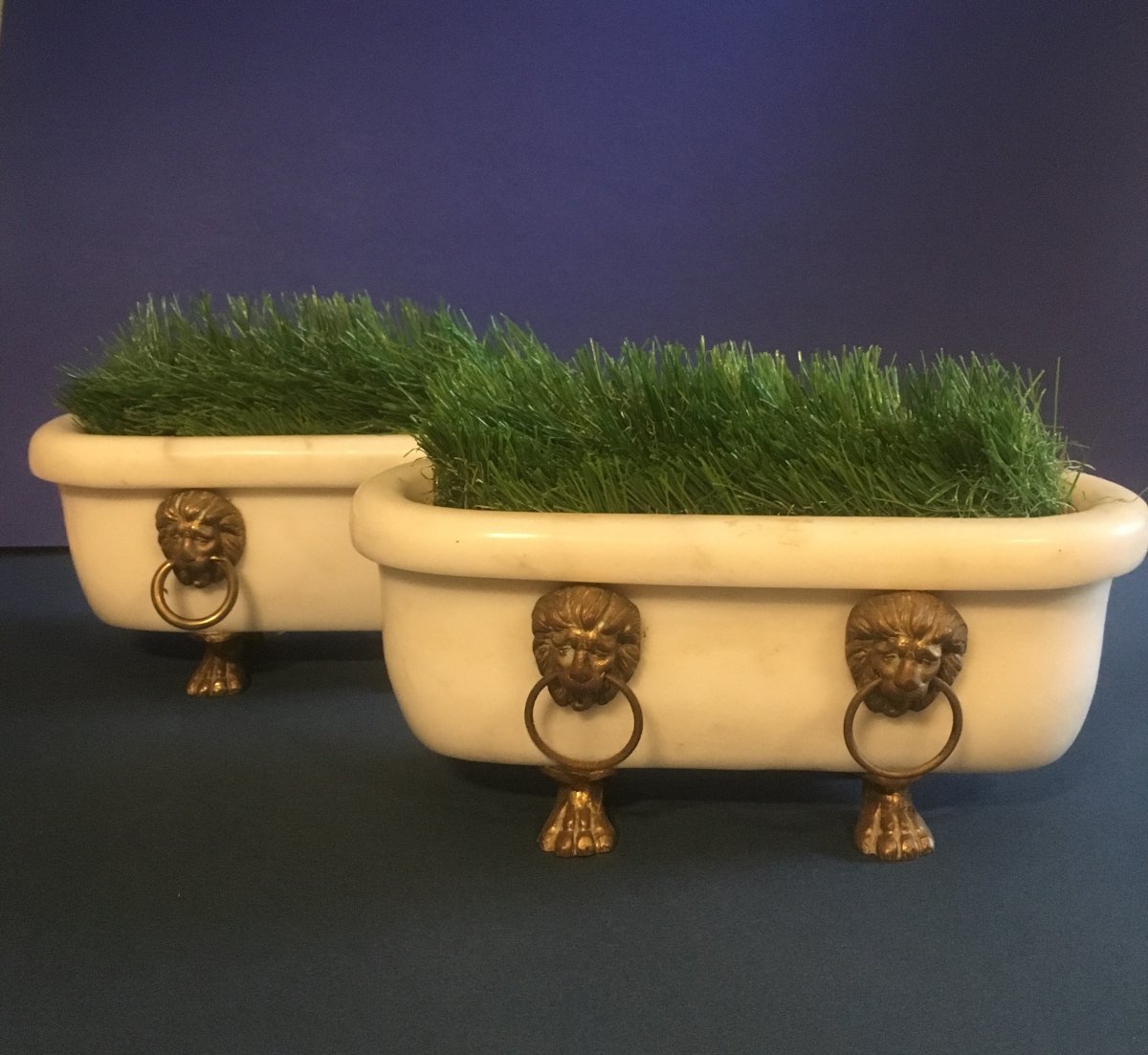 Pair Of Small Antique Marble Bathtubs. XIX I Century.