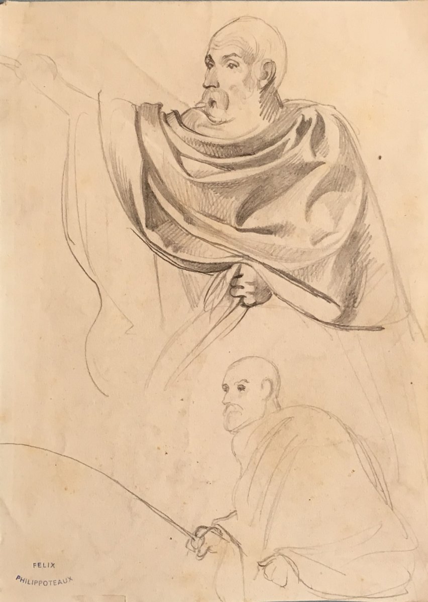 Félix  Philippoteaux Drawing Study For A 