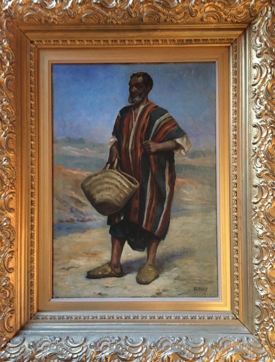 Ph. Pavy - Portrait Of An Arab Holding A Bassinet - Oil On Canvas-photo-4