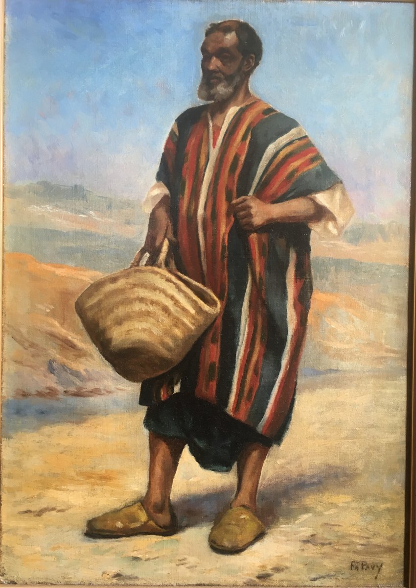 Ph. Pavy - Portrait Of An Arab Holding A Bassinet - Oil On Canvas-photo-2