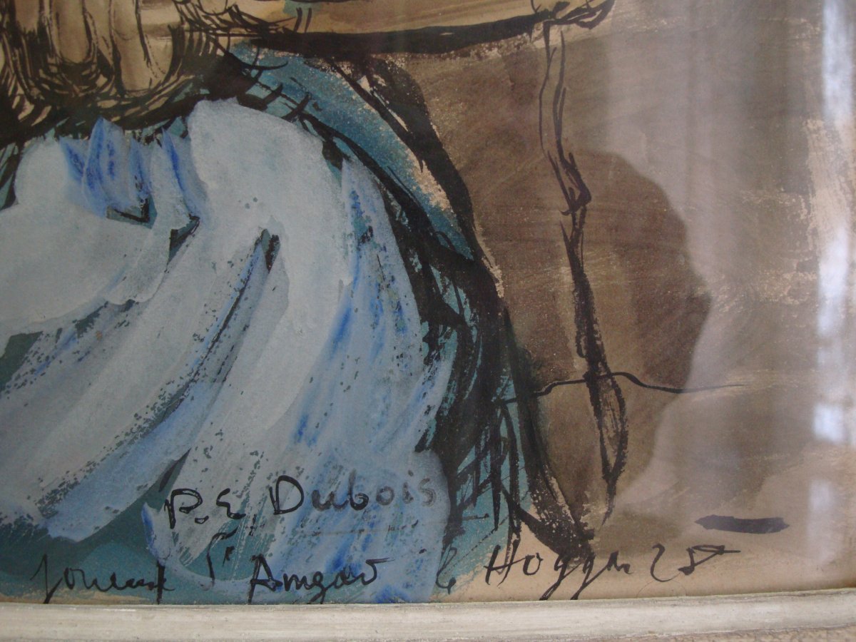  Paul-Elie Dubois "femme Jouant de l'Amzad" Gouache Sur Papier.-photo-4