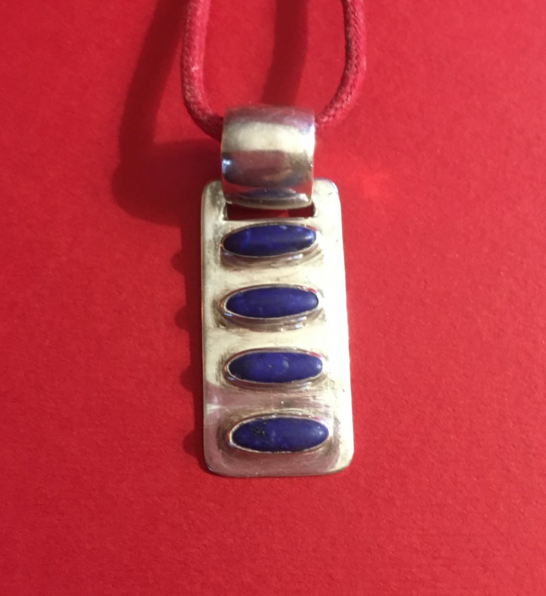 Modernist Brooch In Silver And Lapis Lazuli-photo-1