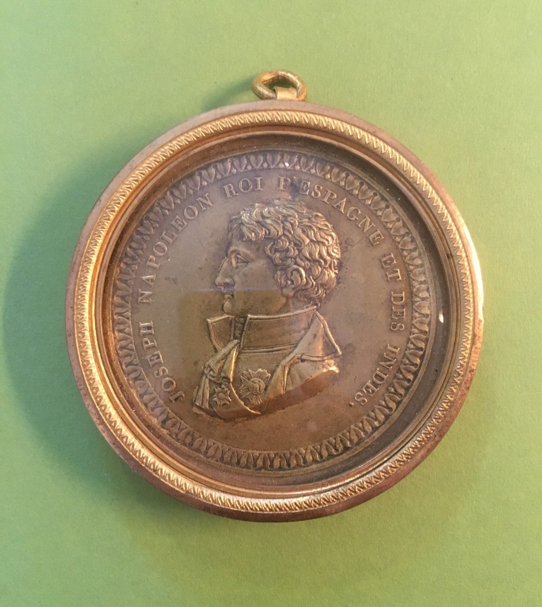 Joseph Bonaparte- Bronze Medal In Its Brass Frame